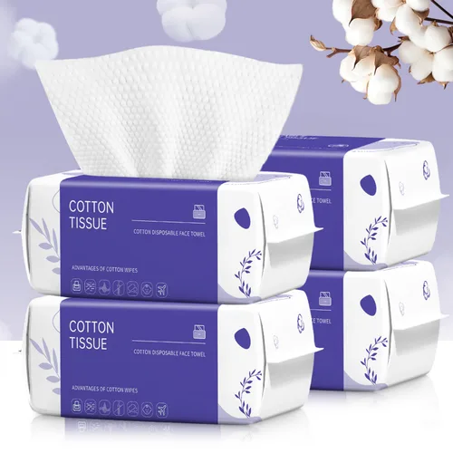 Vista 8 de Toalla Facial Desechable 100 Unidades, Toallas Faciales, Toallitas Secas de Algodón Suave, Paños Faciales para Lavado y Secado, Pañuelos Faciales