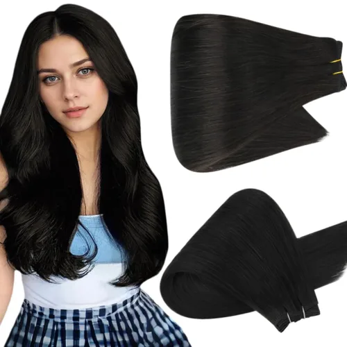 Vista 66 de Full Shine Extensiones de trama de cabello humano, cabello natural negro brillante, para mujeres, 1.76 oz (50 g), 10 pulgadas (25.4 cm), cabello
