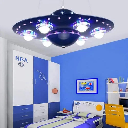 Vista 4 de Lámpara de techo moderna Lámpara colgante de techo dormitorio de los niños Lámpara de techo habitación niño niña creativo Alien UFO Flying Saucer