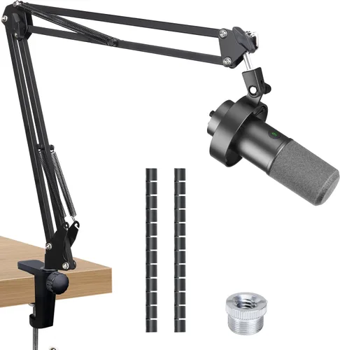 Vista 9 de SUNMON Brazo de Boom - Brazo de Boom de Micrófono de Tijeras de Metal con Adaptador de 3/8'' a 5/8'', Soporte de Micrófono K688 con Funda para Cable