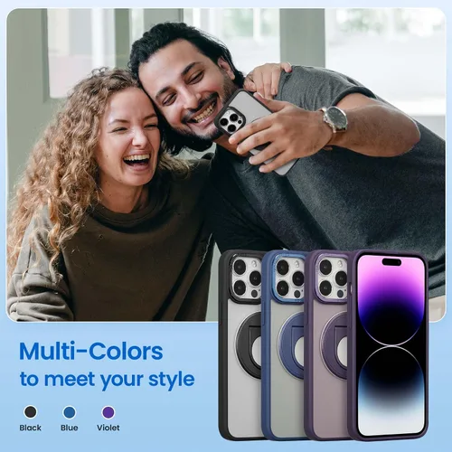 Vista 7 de ZCDAYE Funda para iPhone 13 Pro Max con soporte, iPhone 13 Pro Max, funda magnética para teléfono con soporte giratorio invisible, carga