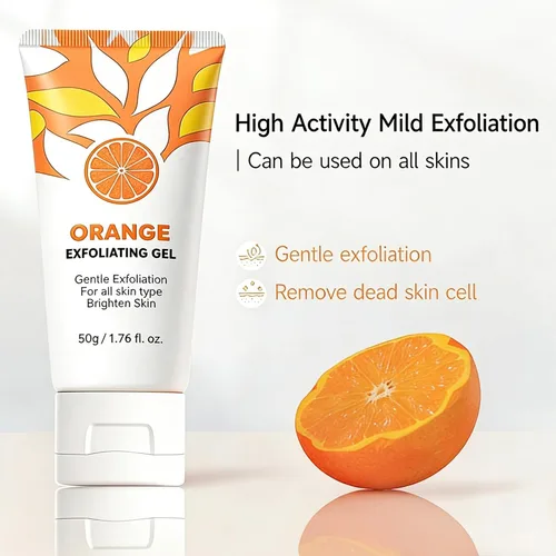Vista 7 de Exfoliante de gel exfoliante naranja, gel exfoliante facial hidratante de limpieza profunda, gel exfoliante para el cuidado de la piel para cara