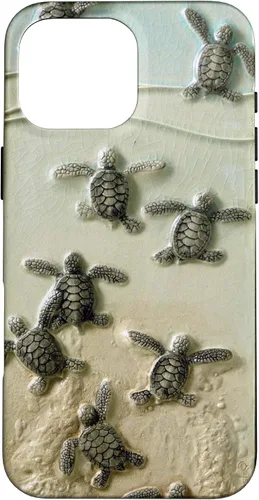 Vista 19 de Funda para iPhone 17, diseño de tortugas marinas color verde bebé