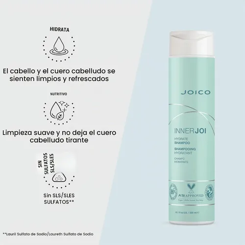Vista 3 de Joico InnerJoi Hydrate Shampoo For Dry Hair & Scalp Sulfate & Paraben Free Naturally-Derived Vegan Formula
