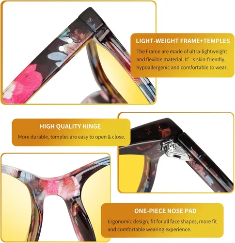 Vista 4 de Kelinln Gafas de conducción de visión nocturna polarizadas antirreflejos lentes tintados amarillos transparentes para mujeres y hombres