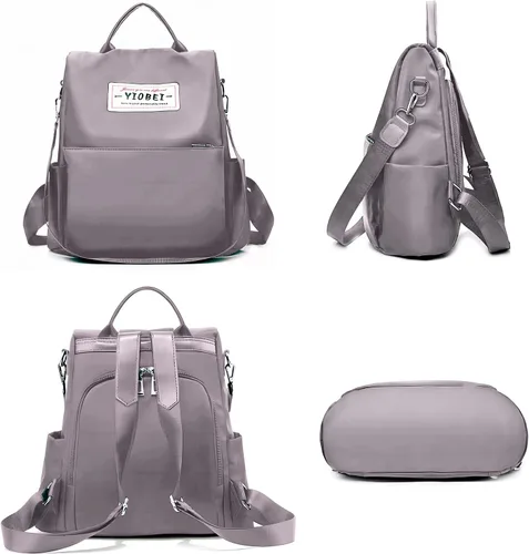 Vista 4 de CHARMORE Elegante mochila antirrobo para mujer, mochila de nailon impermeable casual para viajes, Gris-S