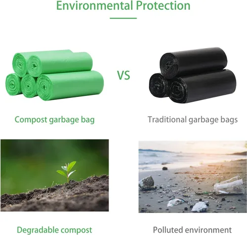 Vista 4 de Bolsas de basura pequeñas biodegradables, bolsas de basura compostables, forros para latas de basura de alimentos para colgar en la pared, 8L