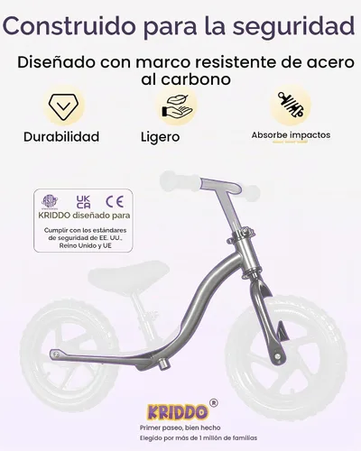Vista 3 de KRIDDO Bicicleta de Equilibrio para Niños Pequeños de 2 Años, Edad de 24 Meses a 5 Años, Bicicleta de Empuje Interactiva de Aprendizaje Temprano