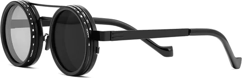 Vista 9 de FEISEDY Gafas de sol redondas polarizadas ajustables para hombres y mujeres Negro