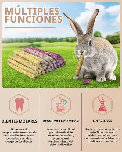 Vista 3 de Bissap 36 palitos masticables de conejo, crisantemo de rosa de flores naturales mixtas y juguetes para masticar "Forget-me-not", golosinas