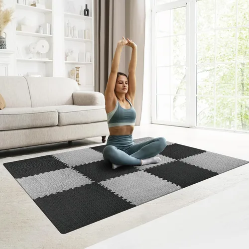 Vista 5 de GWT Baldosas para Suelo de Gimnasio en Casa, Alfombrilla de Ejercicio de Rompecabezas Entrelazadas de EVA para Equipo de Entrenamiento, Protección