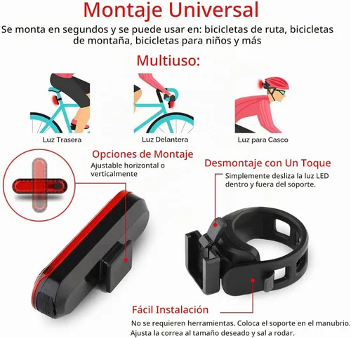 Vista 6 de Bike Tail Light Rechargeable 2 Pack, Rear Red Bike Lights for Night Riding