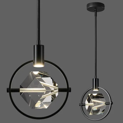 Vista 11 de Lámpara colgante de techo para isla de cocina, moderna mini luz colgante LED integrada, lámpara colgante de cristal en negro, dormitorio, comedor