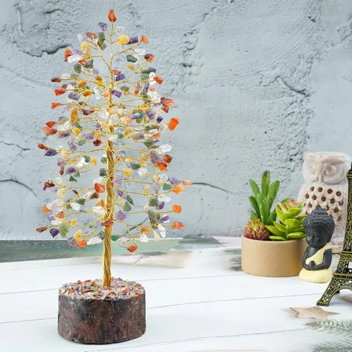Vista 6 de Árbol de cristal de mezcla de chakras, piedras preciosas y cristales, curación de chakras, Feng Shui, árbol de meditación, árbol de piedras