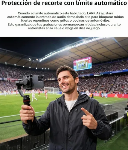Vista 9 de Micrófono inalámbrico Hollyland Lark A1 para iPhone 17/16/15 y Android, 48kHz/24-bit, cancelación inteligente de ruido de 3 niveles, micrófono mini