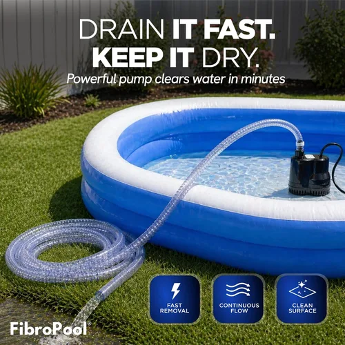 Vista 2 de FibroPRO bomba eléctrica de drenaje para cobertor de invierno para alberca (600 GPH)