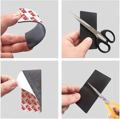 Vista 2 de Tiras Magnéticas Flexibles (2.54x7.62 cm / 75x25x2 mm) con Adhesivo 3M en la Parte Posterior – Fuertes Imanes de Nevera para DIY, Manualidades