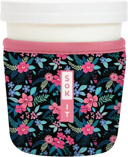 Vista 76 de Sok It IceCreamSok - Funda de neopreno aislada (flores abstractas, pintas de helado cónicas)