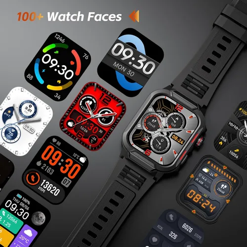 Vista 8 de Relojes inteligentes para hombres (respuesta/hacer llamadas), reloj inteligente de fitness de 1.96 pulgadas con frecuencia cardíaca, oxígeno