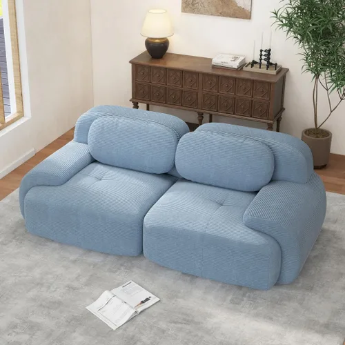 Vista 22 de Sofá moderno de pana en forma de nube de 116 pulgadas con otomana, sofás seccionales modulares grandes sin armazón en forma de L para sala de estar