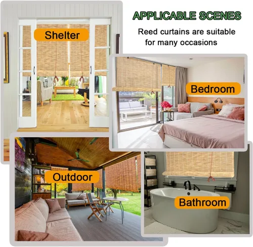 Vista 6 de Persianas de bambú para exteriores, persiana enrollable, persianas de bambú para ventanas de interior, persianas de bambú personalizadas, cortina