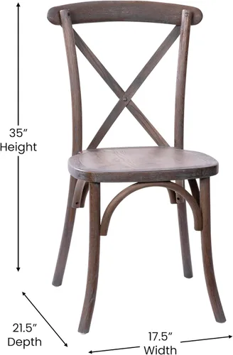 Vista 3 de BizChair Paquete de 2 sillas Gray Wash Dark Driftwood X-Back