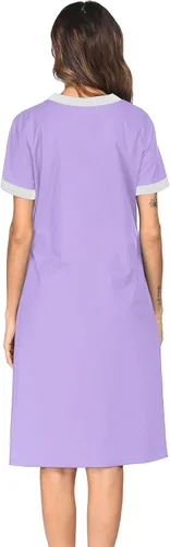 Vista 5 de Ekouaer Camisón Mujer Casas Cremallera Delantera Túnica Ligero Plumero Señora Floral Housedress Noche Casual con Bolsillo