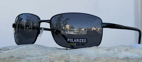 Vista 4 de Fashion Eyelinks Gafas de sol polarizadas con marco de metal rectangular ancho para hombres grandes extra grandes