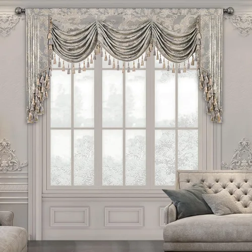 Vista 38 de Loom and Mill Cenefas de Cascada de Lujo para Ventanas, Elegante Cenefa de Cortinas Gruesas de Jacquard con Borlas para Sala de Estar, Dormitorio