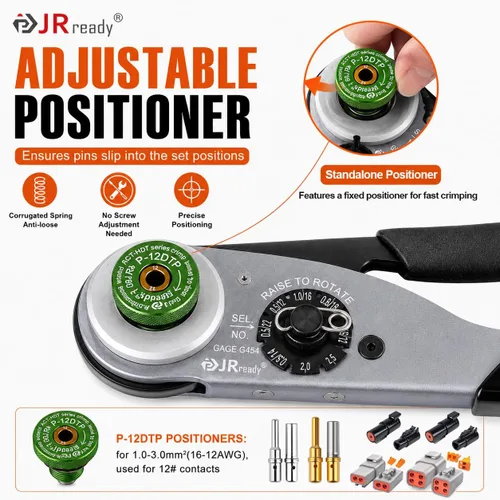 Vista 3 de JRready ST6361 Kit de conectores Deutsch, 2 conectores impermeables DTP IP68 de 4 vías Deutsch Crimp Tool with DTHD 1 Pin Male Female Plug