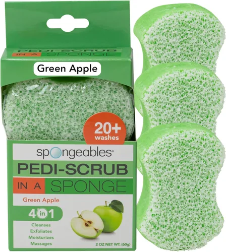 Vista 28 de Spongeables Pedi Scrub Foot Exfoliating 20+ Wash Sponge, aceite de argán, 2