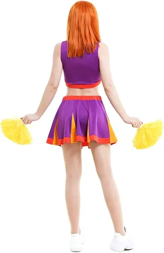 Vista 4 de miccostumes Kimberly Ann Possible Cheerleader Uniforme Ropa Deportiva Top y Falda Traje Cosplay