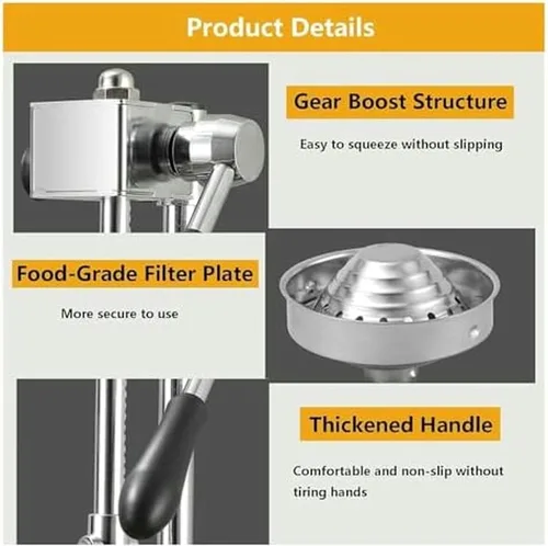 Vista 5 de Exprimidor manual de cítricos, exprimidor de cítricos de grado comercial, máquina exprimidora para comerciales, incluye 2 moldes y 2 exprimidores