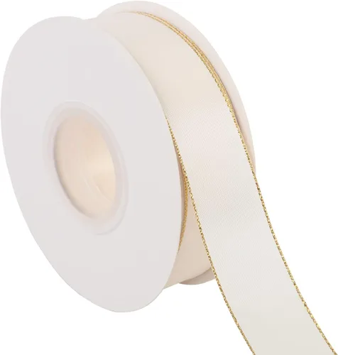 Vista 12 de ITIsparkle Cinta de satén de doble cara de 1 pulgada de 25 yardas con bordes dorados, 1 pulgada x 25 yardas - naranja otoñal