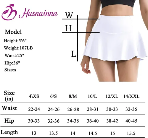 Vista 6 de Husnainna Falda de tenis plisada de cintura alta para mujer, pantalones cortos integrados con 5 bolsillos, faldas de golf, falda pantalón