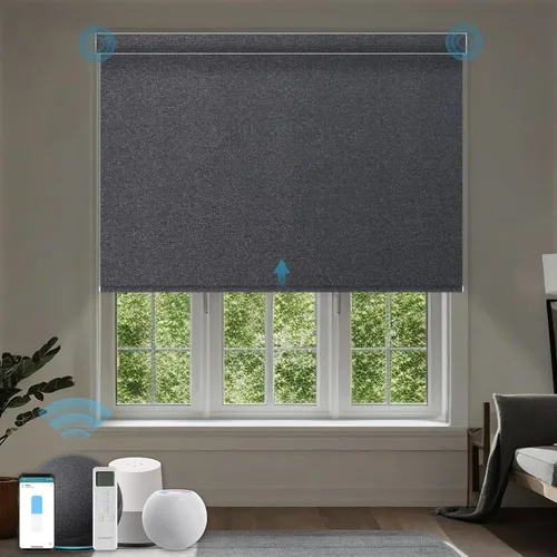 Vista 16 de Persiana Motorizada, Compatible con Homekit Thread-Enabled, Persianas Inteligentes 100% Opacas con Control Remoto, Persiana Enrollable Eléctrica