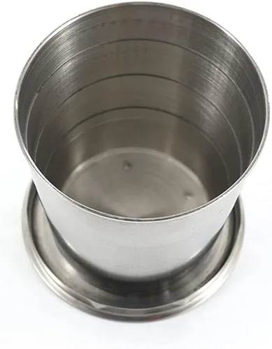 Vista 5 de Teensery Taza plegable de acero inoxidable para acampar, taza portátil plegable con llavero para actividades al aire libre, senderismo, picnic