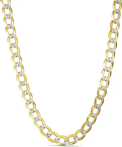 Vista 2 de PORI JEWELERS Cadena cubana de oro de 18 quilates sobre plata de ley 925 maciza con corte de diamante de dos tonos, 0.118in, 0.157in, 0.177in