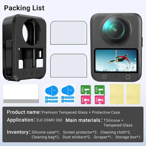 Vista 9 de CYNOVA OSMO 360 Kit de accesorios, incluye funda de silicona DJI Osmo 360/protectores de pantalla (2 juegos) para DJI OSMO 360 Accesorios Bundle