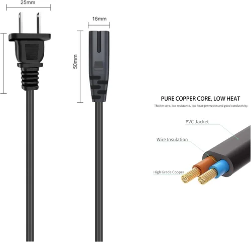 Vista 3 de 2 cables de alimentación de CA de 6 pies para silla elevadora o reclinable eléctrico, cable de fuente de alimentación de repuesto para Okin Limoss