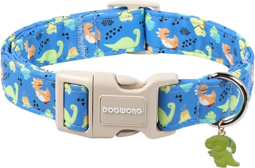 Vista 101 de DOGWONG Collar para perro de San Valentín, collar ajustable de algodón con corazón de caramelo azul, perfecto para perros pequeños a medianos