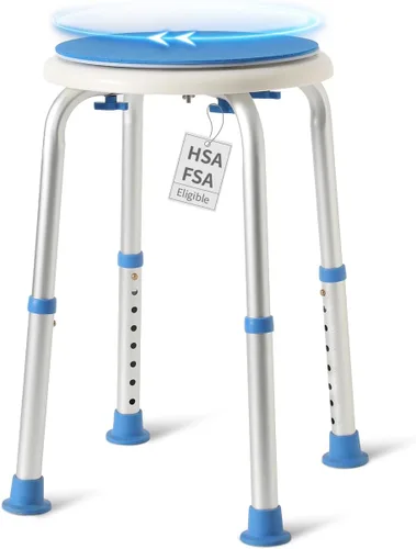 Vista 10 de SOUHEILO Silla de ducha ajustable para ducha interior, taburete de ducha redondo elegible para HSA/FSA para bañera interior, asiento de ducha sin