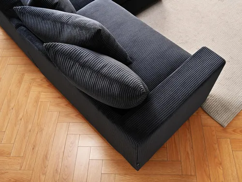 Vista 7 de Container Furniture Direct Luxe - Sofá modular de dos piezas de gran tamaño para sala de estar, sofá en forma de L de 102.4 pulgadas con diván, Negro