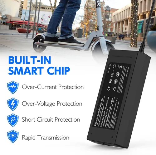 Vista 3 de Adaptador de corriente de 42V 2A para cargadores de scooter de lima, conector en línea de 3 clavijas para mod de bolsillo de 36V, batería de litio
