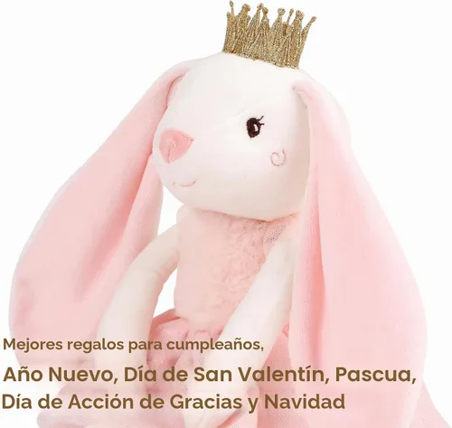 Vista 4 de Peluche de conejo de 15.7 pulgadas para niñas, animal de peluche suave de conejo de Pascua, juguete de conejo de peluche de princesa, juguete