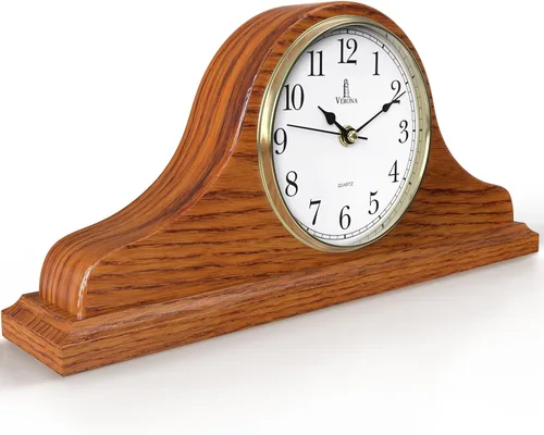 Vista 10 de Reloj de Repisa a Batería - Reloj de Repisa de Madera - 15x7.5 pulgadas - Silencioso, Hecho de Madera Real y Fácil de Leer - para Decoración de Sala
