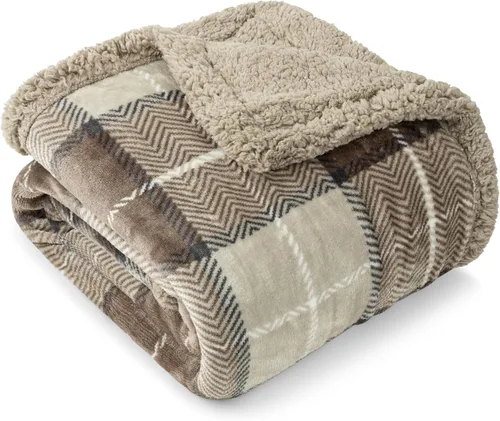 Vista 23 de PAVILIA Premium Manta de vellón sherpa de Navidad regalo de decoración navideña, afelpada, cálida y acogedora, de microfibra y reversible, para Pan