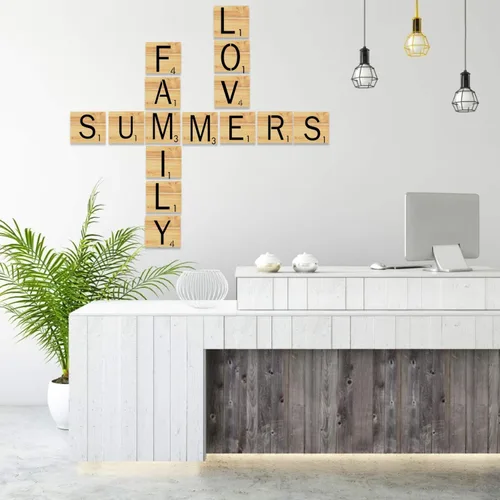 Vista 6 de 26 plantillas de letras Scrabble, letras reutilizables para decoración de pared, manualidades, pintura y nombres de familia (3 pulgadas)