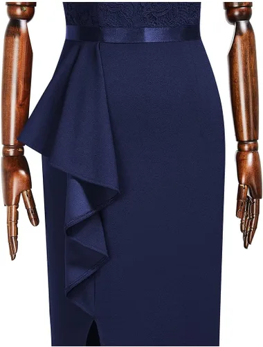 Vista 8 de MISSMAY Vestido largo formal de noche con cuello en V para mujer