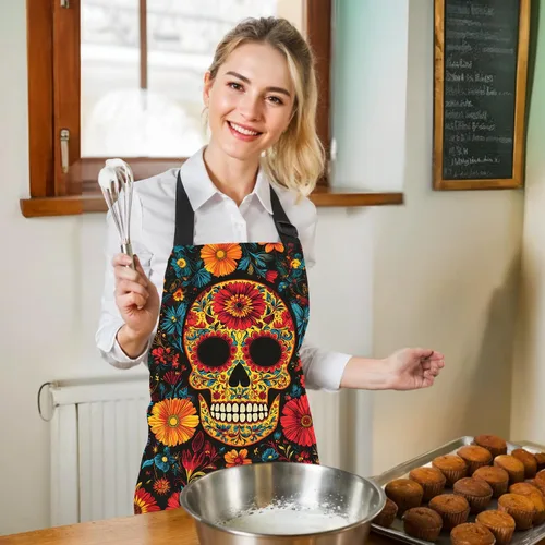 Vista 5 de ANNA QUEEN Delantal divertido para mujeres y hombres con bolsillos, delantales de cocina ajustables para cocinar, hornear, jardinería, lindo delantal